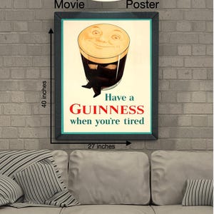 Digital "Smiling Pint Man" Original Vintage Guinness Advertising Poster [Ready to Print Download] image 5