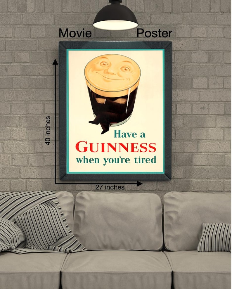Digital "Smiling Pint Man" Original Vintage Guinness Advertising Poster [Ready to Print Download] image 5