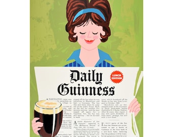 Digital "Lady With Her Daily Guinness" Vintage Guinness Advertising Poster [Ready to Print Download]