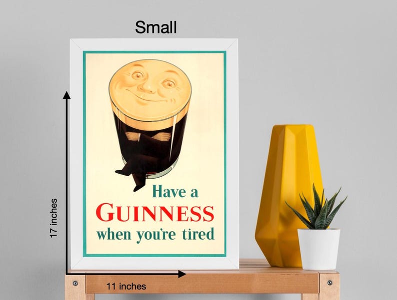 Digital "Smiling Pint Man" Original Vintage Guinness Advertising Poster [Ready to Print Download] image 2