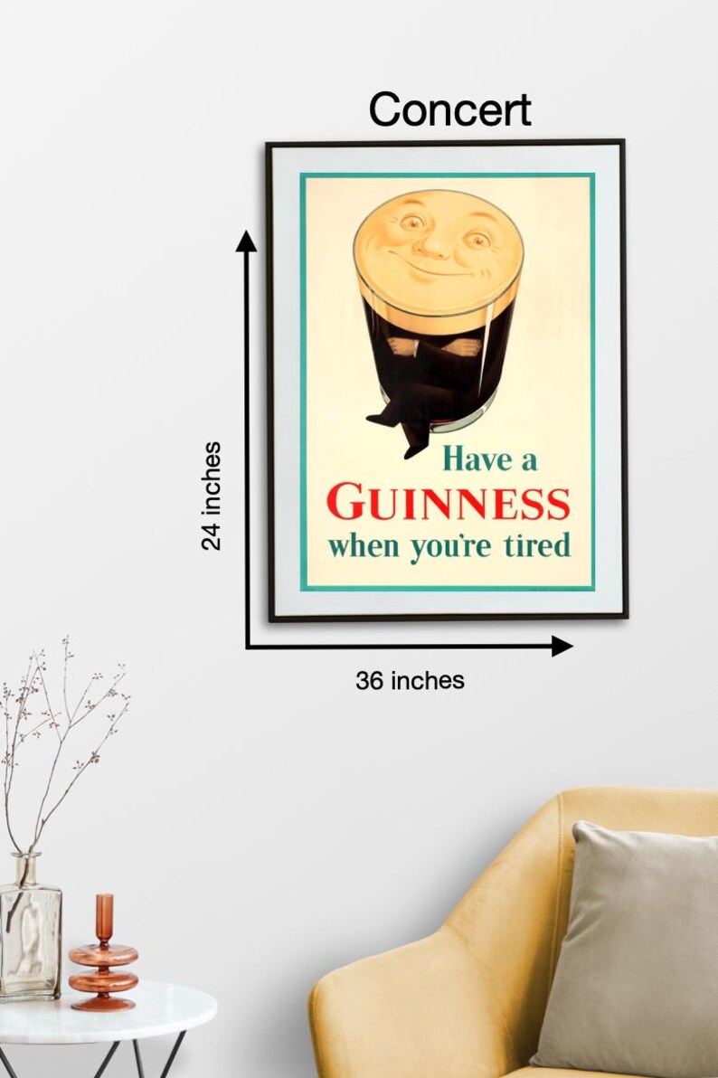 Digital "Smiling Pint Man" Original Vintage Guinness Advertising Poster [Ready to Print Download] image 4