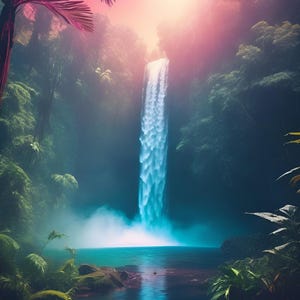 Lugna telefonbakgrunder med vattenfall – Estetiskt med flödande natur – Digital nedladdning bild 4