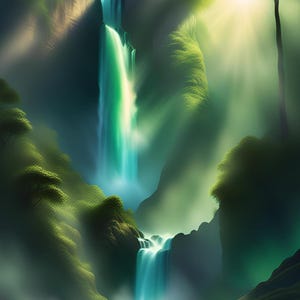 Lugna telefonbakgrunder med vattenfall – Estetiskt med flödande natur – Digital nedladdning bild 7