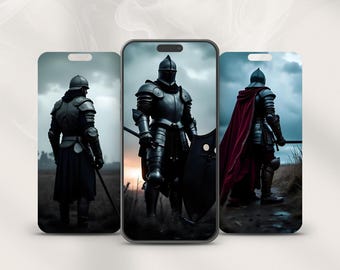 Pack de fonds d'écran pour téléphone : Chevalier usé par la bataille – Guerrier médiéval sombre
