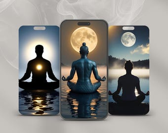 Fonds d'écran de méditation calme pour téléphone – Esthétique Zen et pleine conscience – Téléchargement numérique