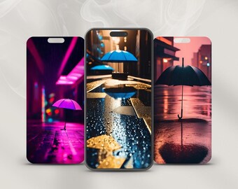 Rain Mood – Fonds d'écran pour téléphone : Parapluie et tempête (téléchargement numérique)