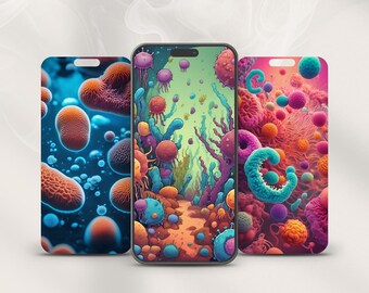 Vie microscopique – Fonds d'écran abstraits pour téléphones : bactéries et virus