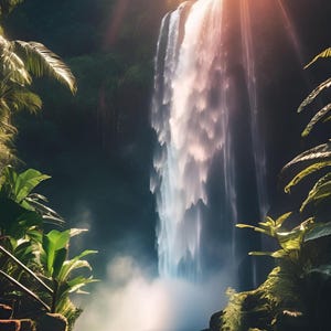 Lugna telefonbakgrunder med vattenfall – Estetiskt med flödande natur – Digital nedladdning bild 3