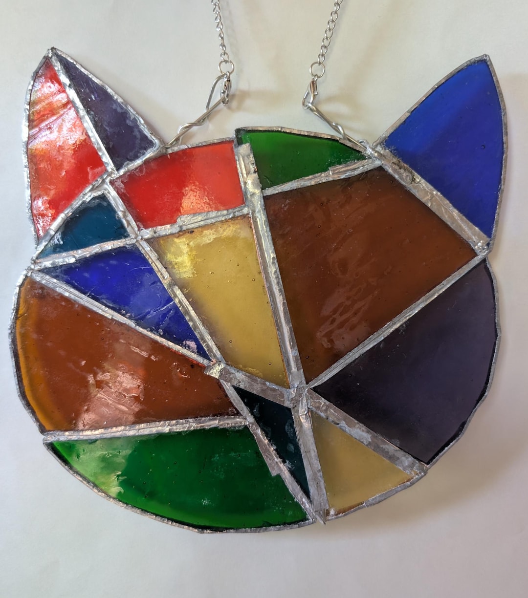 Rainbow Stained Glass Cat Suncatcher - Handmade Window Hanging - Etsy
