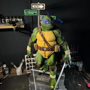 Handmade Leonardo Ninja Turtle Statue | TMNT Collectible Figure | Highly Detailed 3D Printed Diorama | Movie-Accurate Hand-Painted Figurine