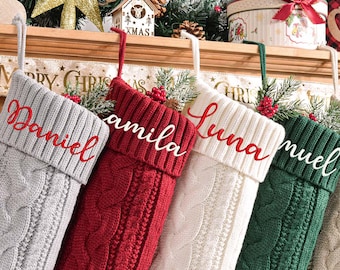 2025 Embroidered Christmas Stocking,Personalized Family Christmas Stocking,Knitted Stockings With Name,Monogram Stocking,Holiday Decor