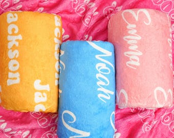 Plush minky name blanket, Personalized Baby Blanket With Name, Newborn Blanket, Baby Shower Gift for mom-to-be, Personalized Swaddle Blanket