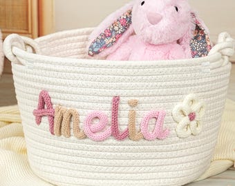 Cesta de juguetes personalizada, regalos para baby shower, regalos para niños, decoración de guardería, regalos para bebés, cesta con nombre personalizado, cesta de juguetes para niños, regalo con nombre de bebé, almacenamiento para el hogar