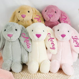 Monogrammed Bunny | Personalized Bunny Rabbit | Newborn Baby Gift | Baby Shower Gift | Stuffed Anima | Plush Bunny Toy | Gift For Kid