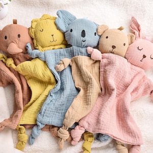 Personalized Animal Lovey: Organic Cotton Baby Security Blanket