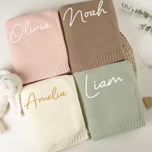 Personalized Knit Baby Blanket: Embroidered Cotton Newborn Gift