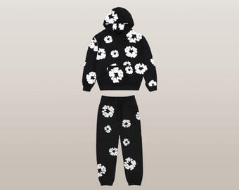 Denim Tears Baumwoll Kranz Trainingsanzug, Schwarz / Grau