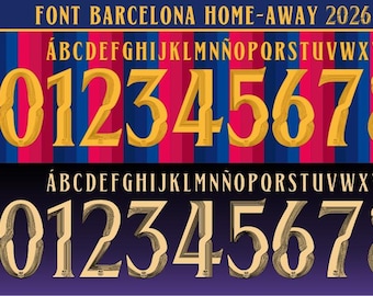 New Font Vector Jersey Barcelona 2026-2027/ Font *OTF | *Ai| *PDF| *CDR/Vector File | Kit Shirt Soccer