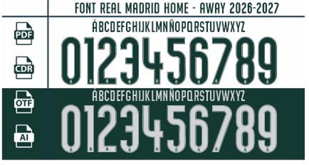New Font Vector Jersey Real Madrid 2026-2027/ Font *OTF | *ai
