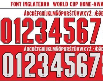 New Font Vector Jersey England World Cup 2026 / Font *OTF | *Ai| *PDF| *CDR/Vector File | Kit Shirt Soccer