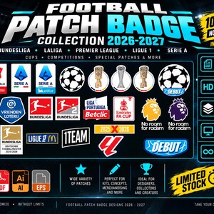 Football Patch Badge Bundle 2026–2027 | Soccer Jersey Badges Png Cdr PDF AI EPS | Digital Download