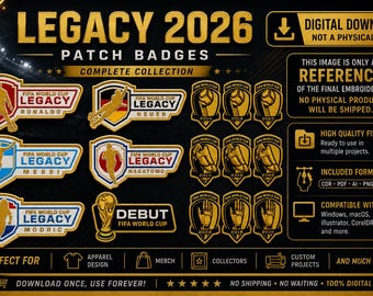 Legacy Soccer Patch Badge Bundle 2026 | Football Jersey Badges Svg PNG AI PDF Cdr | Digital Download