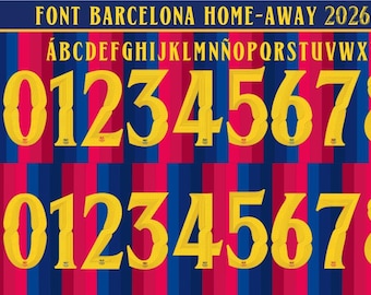 New Font Vector Jersey Barcelona 2026-2027/ Font *OTF | *Ai| *PDF| *CDR/Vector File | Kit Shirt Soccer