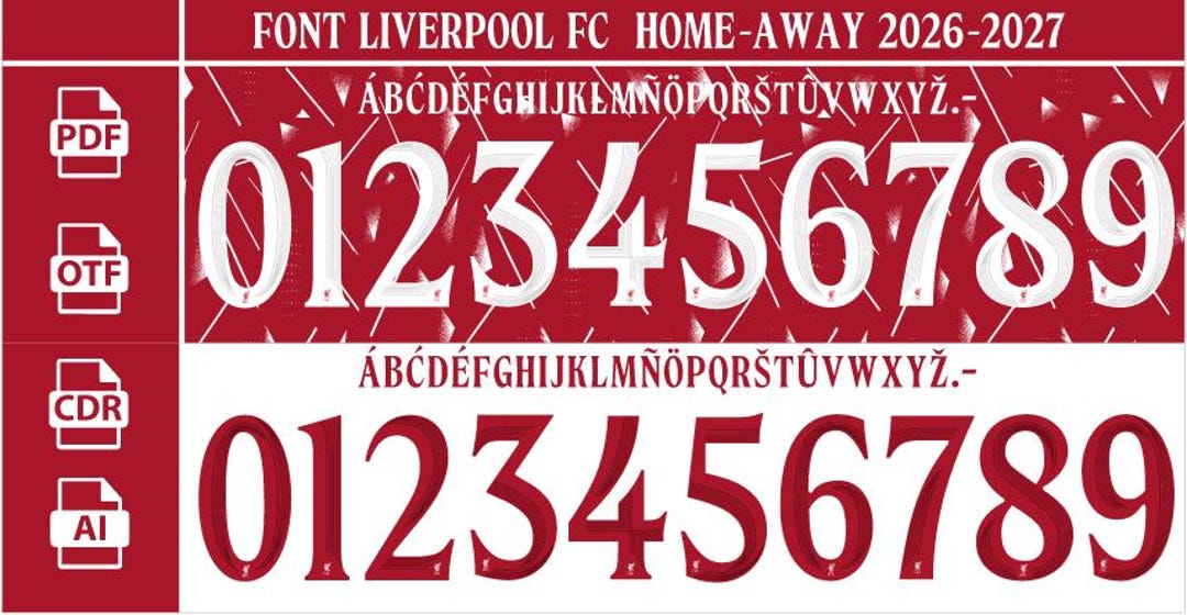 New Font Vector Jersey Liverpool Fc 2026-2027/ Font *OTF | *ai