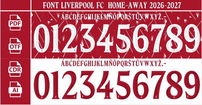 New Font Vector Jersey Liverpool Fc 2026-2027/ Font *OTF | *ai