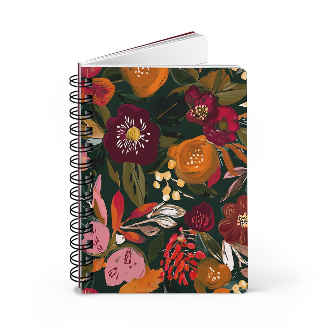 Deep Floral Spiral Notebook 5x7 • Dramatic Flower Journal for Students ...