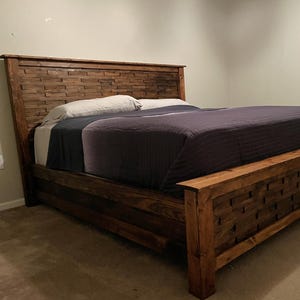 Queen Size Bauernhaus Bettrahmen DIY Pläne: Holzbearbeitung Blueprint (PDF)