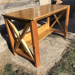 Farmhouse Desk Woodworking Plan PDF | DIY Desk Build Plans | Rustic X Desk Plans | Beginner Wood Project | Office Desk Blueprint