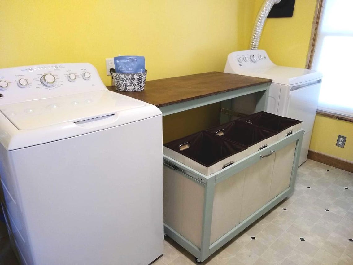 DIY Laundry Table Plan: Folding Station & Storage (PDF Download) - Etsy