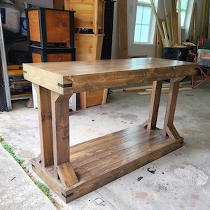 DIY Wooden Console Table Plan: Farmhouse Sofa Table, Solid Wood