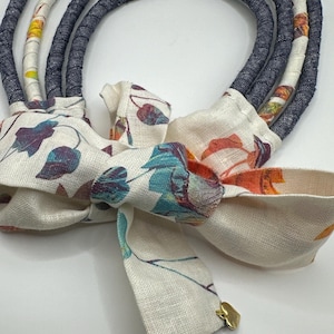 Blue and White Print Colorful Textile Necklace | Handmade Textile Necklace | Designer Fabric Necklace | Boho Style Necklace