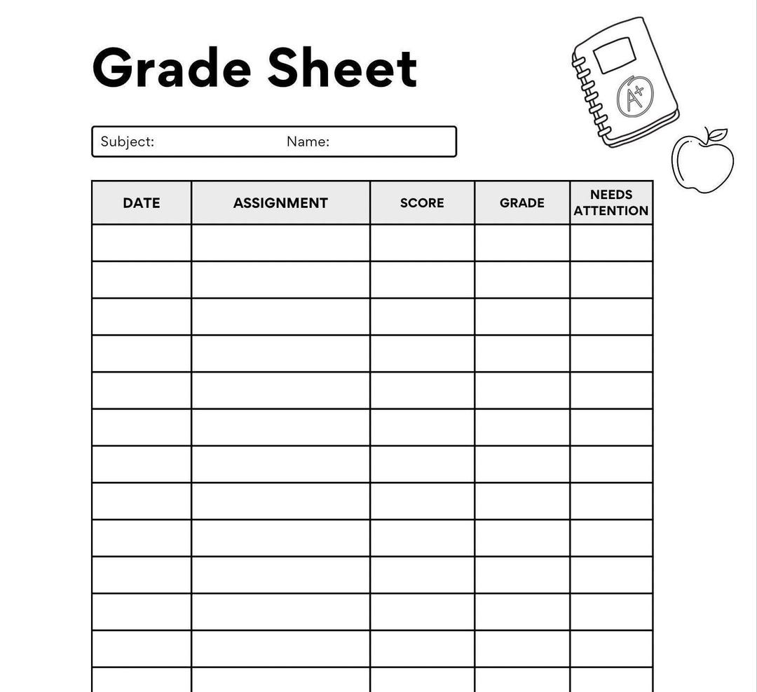 Printable Grade Sheet – Homeschool & Classroom Record Keeping Digital ...