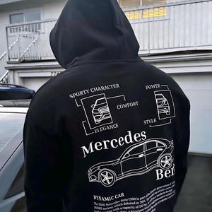 Custom Car Hoodie with Your Car Drawing – Personalized Gift for Car Lovers / Mercedes Exampl / Unisex / Cotton / Gift for man or friend