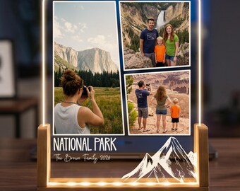 National Park Photo Lamp - Personalized Family Vacation Gift - Custom Travel Memory LED Night Light - Adventure Keepsake Decor