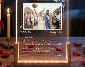 Custom Love Letter Lamp - Engagement Photo LED Night Light, Wedding Proposal Gift, Anniversary Keepsake for Wife or Couple