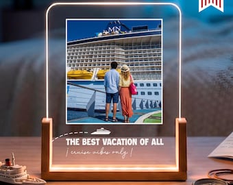 Custom Cruise Photo Lamp - Personalized Vacation Gift, Travel Keepsake, Couples Cruise Gift, LED Night Light Decor