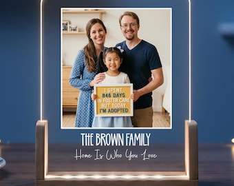 Custom Adoption Photo Night Light - Personalized Family LED Picture Lamp, Gotcha Day Gift, Foster Care Adoption Keepsake