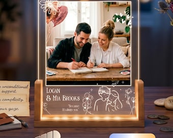 Personalized Couple Photo LED Lamp - Custom Love Story Night Light, Anniversary Gift for Him or Her, Romantic Keepsake