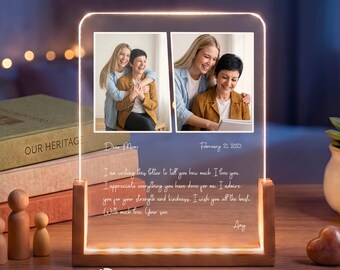Custom Mom Love Letter Lamp - Photo LED Night Light, Mother's Day Gift, Birthday Gift for Mom, Family Keepsake