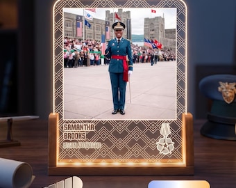 Personalized Military Cadet Photo LED Lamp - Custom Army Graduation Gift, Officer Commissioning Gift, Soldier Keepsake Decor