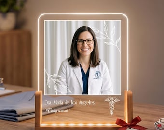 Personalized Doctor Photo LED Lamp - Custom Medical Office Decor, Nurse Appreciation Gift, Healthcare Worker Gift, White Coat Graduation