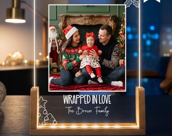 Custom Christmas Photo Night Light - Personalized Family LED Picture Lamp, Holiday Keepsake, Xmas Gift for Mom Dad