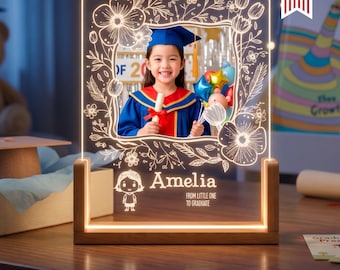 Personalized Graduation Photo LED Lamp - Custom Preschool Graduate Gift, Kindergarten Keepsake, Kids Graduation Night Light