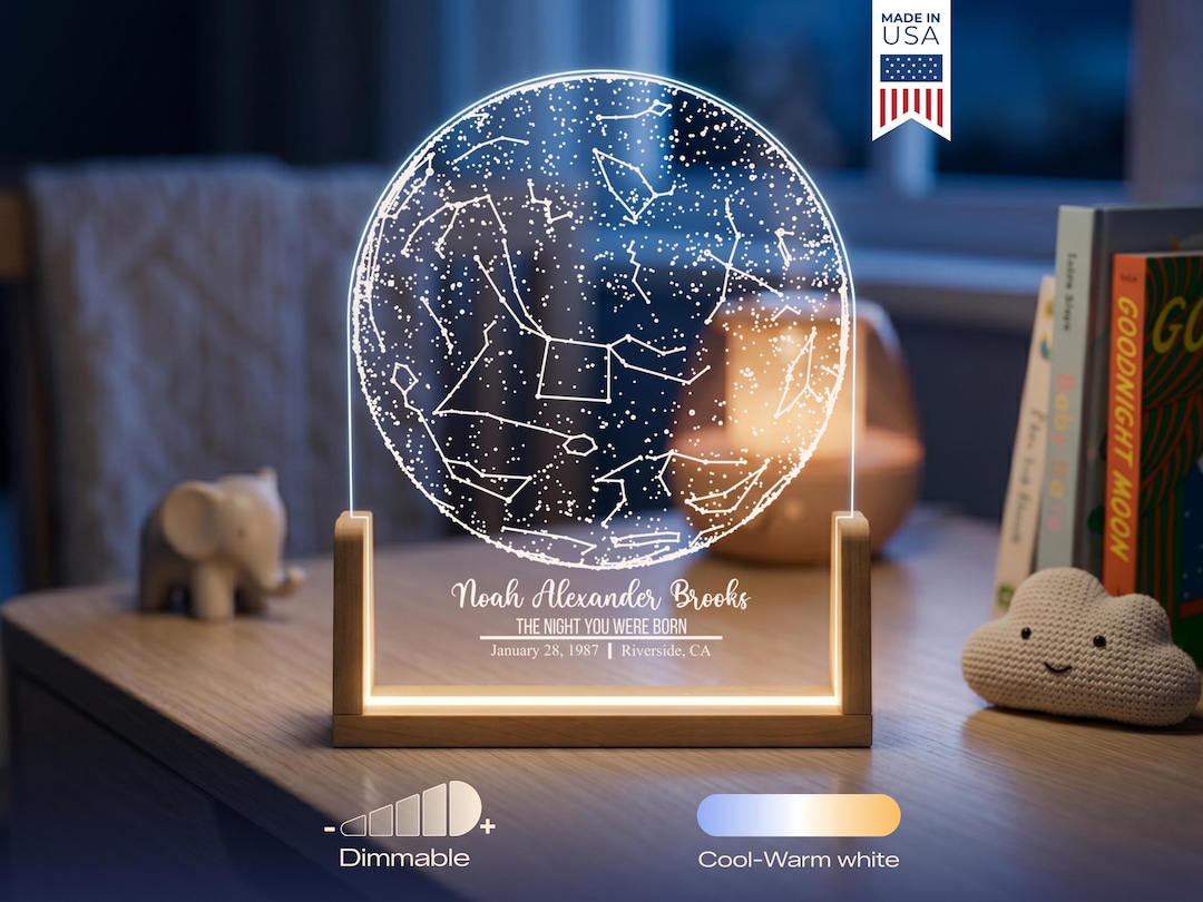 The Night You Were Born Star Map - Personalized Night Sky LED Lamp With ...