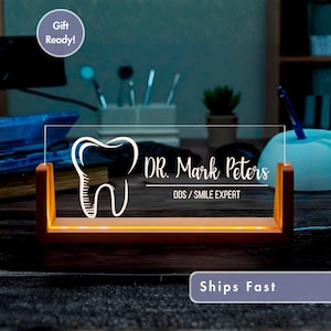Personalized Dental Desk Lamp - Custom Name LED Light Gift for Dentist, DDS, Hygienist or Assistant - Office Decor & Graduation Keepsake