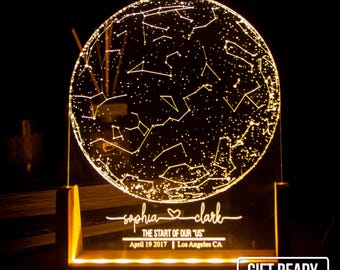 Custom Star Map By Date, Star Map Night Light, Personalized Constellation Map, Engagement Gift,Star Chart Gift,Gift For Couples,Gift for him